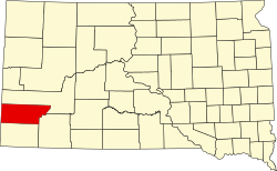 Map of South Dakota highlighting Custer County